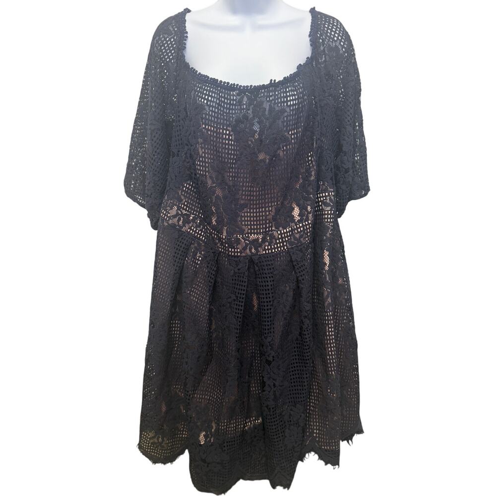 CHELSEA28 WOMENS SZ 20 Black LACE OFF THE SHOULDER COCKTAIL DRESS shapewear - Picture 2 of 5